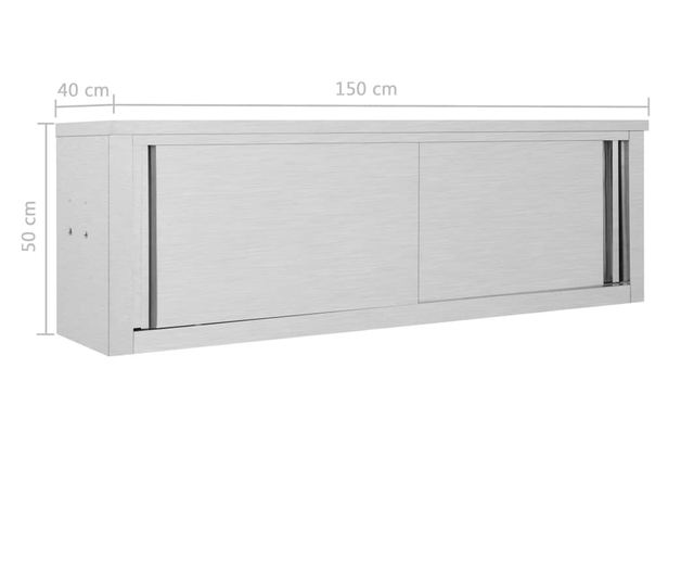 Dulap perete bucătărie uși glisante 150x40x50cm oțel inoxidabil