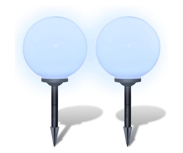Napelemes gömb alakú LED égős kültéri lámpa 30 cm 2 db cövekkel