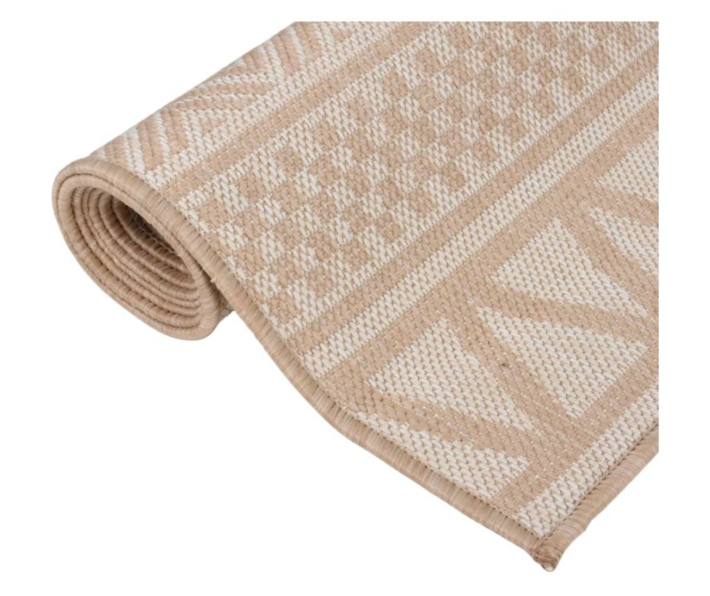 Kültéri szőnyeg, barna csíkokkal, 160x230 cm, lapos szövésű - 3