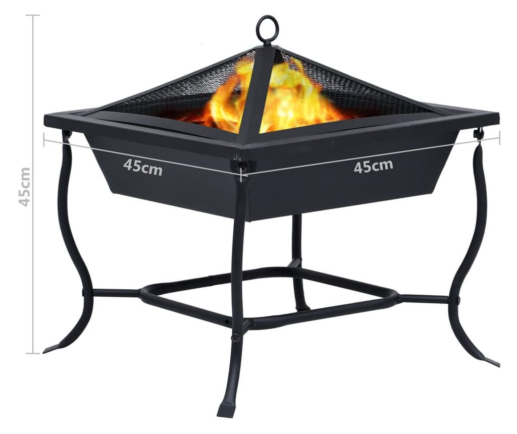 Ognjište, crno, 45 x 45 x 45 cm, čelik - 8