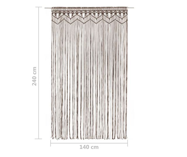 Zavjesa s makrameom smeđe-siva 140 x 240 cm pamučna