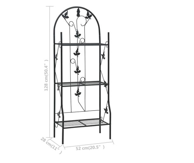 Stalak za biljke s 3 razine crni 52 x 28 x 128 cm željezni