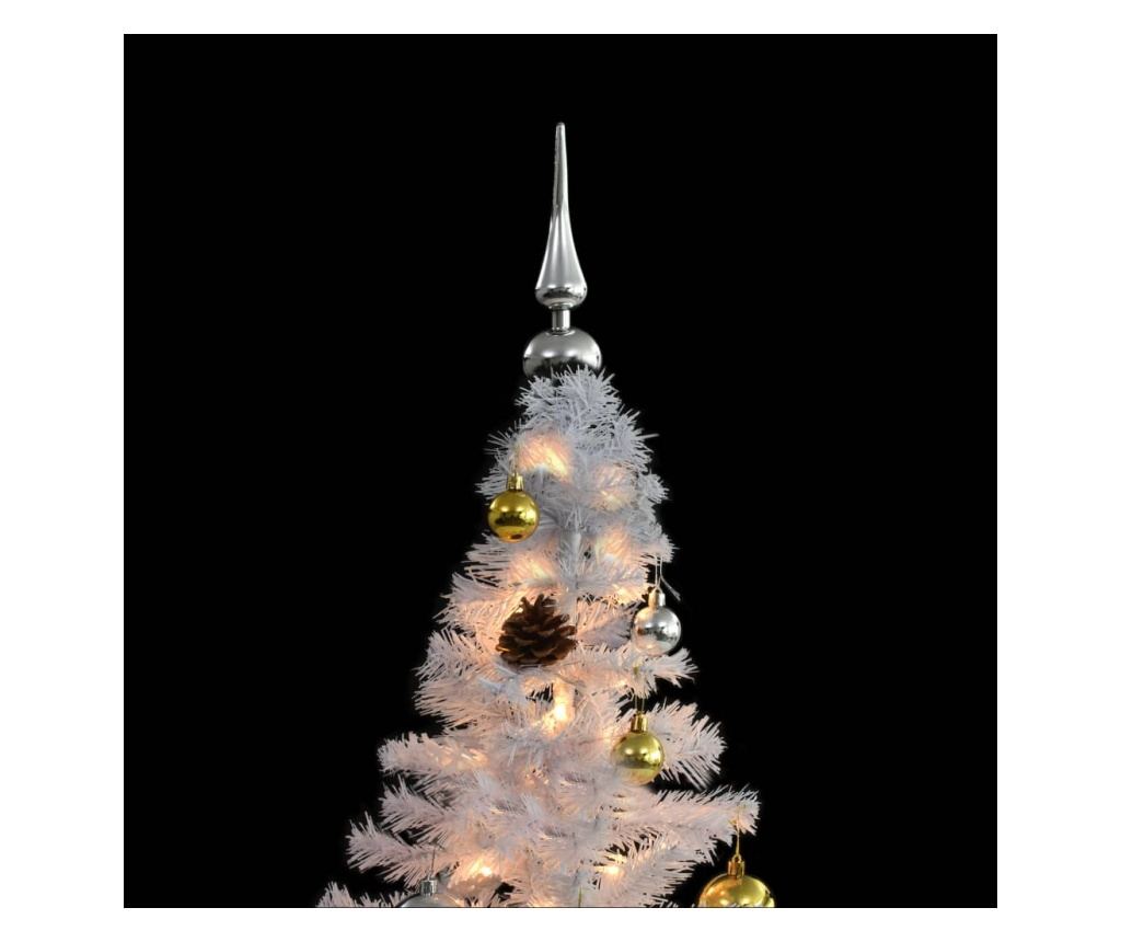 Umjetno božićno drvce s kuglicama i LED svjetlima bijelo 210 cm - 11