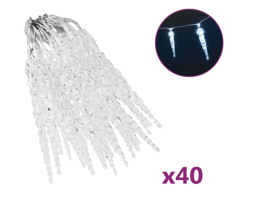 Božićne svjetiljke ledenice 40 kom. hladno bijelo akril daljinski upravljač - 2