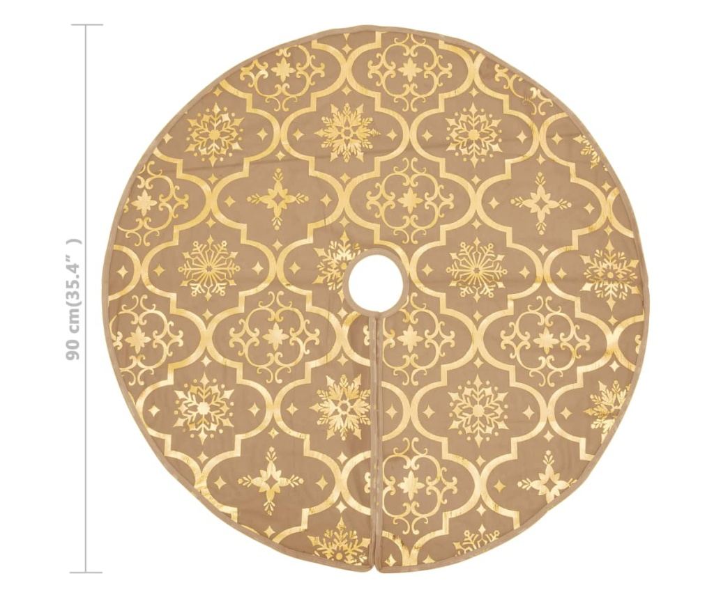 Božićna suknja za stablo s čarapom, žuta, 90 cm, tkanina - 8