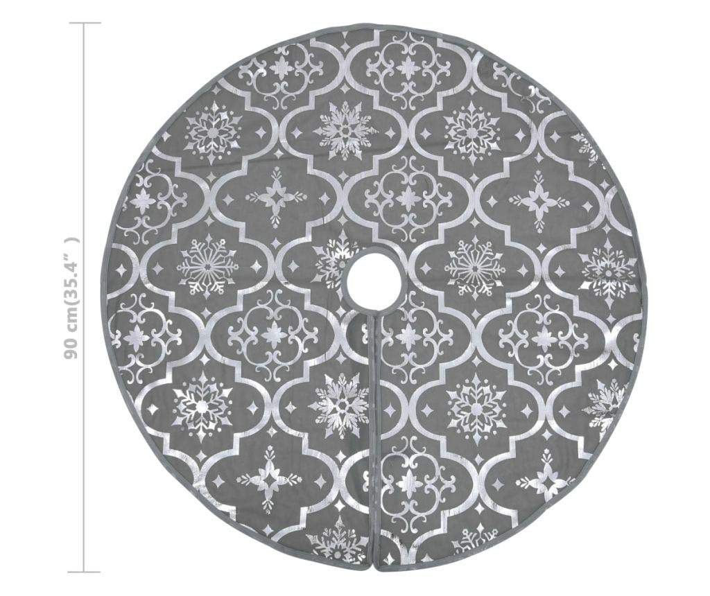 Božićni podmetač za drvce s čarapom, siva, 90 cm, tkanina - 8