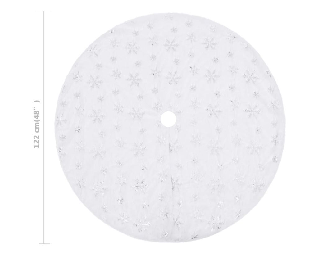 Tepih za božićno drvce, luksuzni, bijeli, 122 cm, umjetno krzno - 6