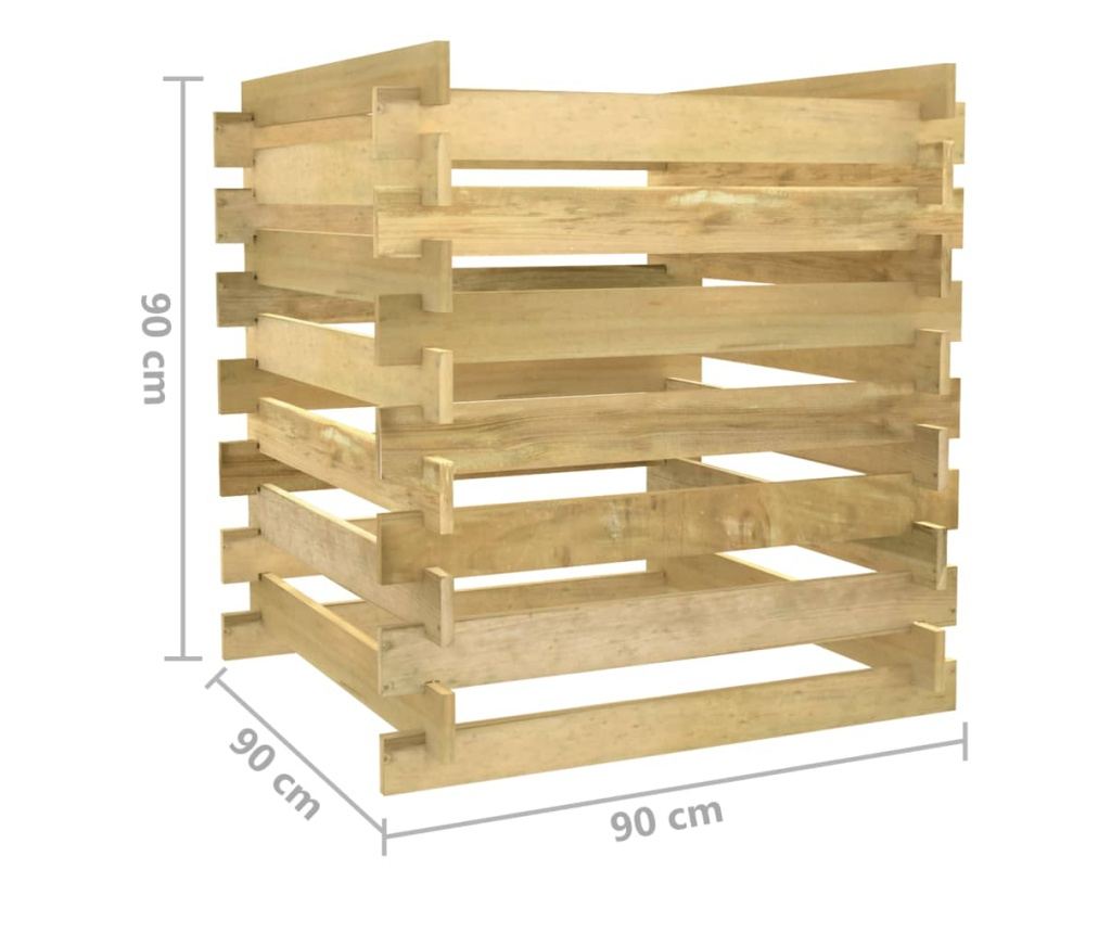 Rešetkasti vrtni komposter 90x90x90 cm od impregnirane borovine - 12
