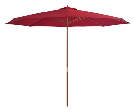 Sluneční venkovní deštník s dřevěným sloupem, vínový, 350 cm