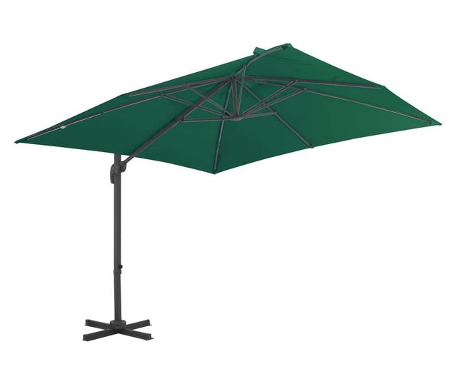 Градински чадър с чупещо рамо и алуминиев прът 300x300 см зелен