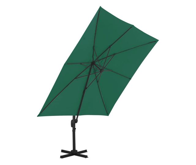 Градински чадър с чупещо рамо и алуминиев прът 300x300 см зелен