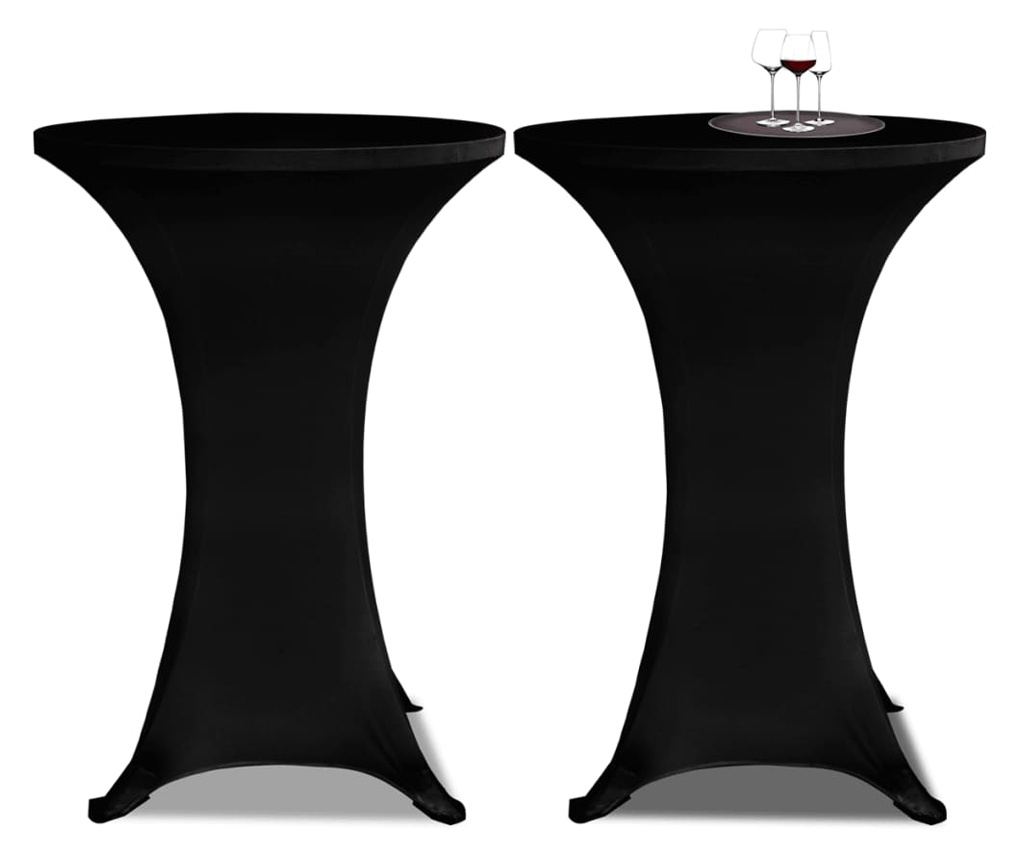 Navlaka za stol za stajanje Ø 80 cm crna rastezljiva 4 kom - 4