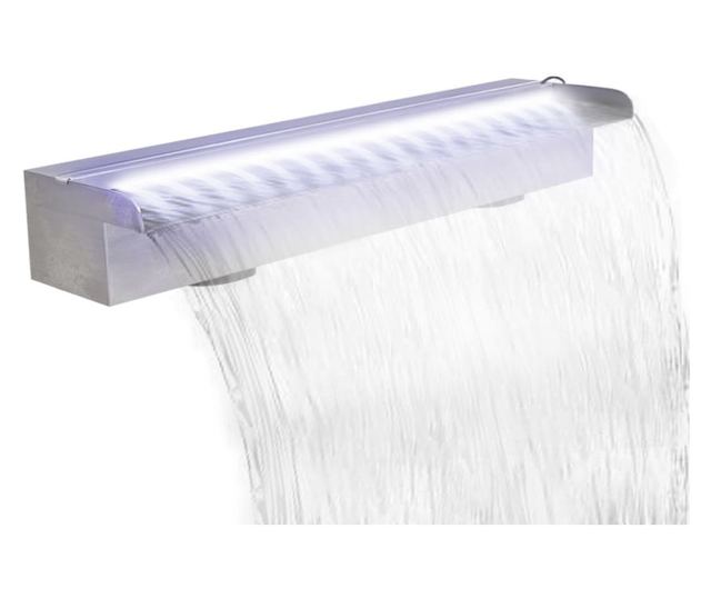 Pravokutna fontana za bazen s LED svjetlom nehrđajući čelik 60 cm