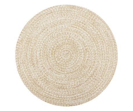 Ručně tkaný koberec, bílý a přírodní, 90 cm, juta