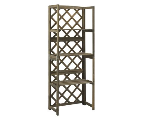 Stenska polica s policami, siva, 55x30x140 cm, masivni les smreke