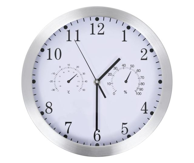 Zidni sat s kvarcnim mehanizmom higrometrom i termometrom 30 cm