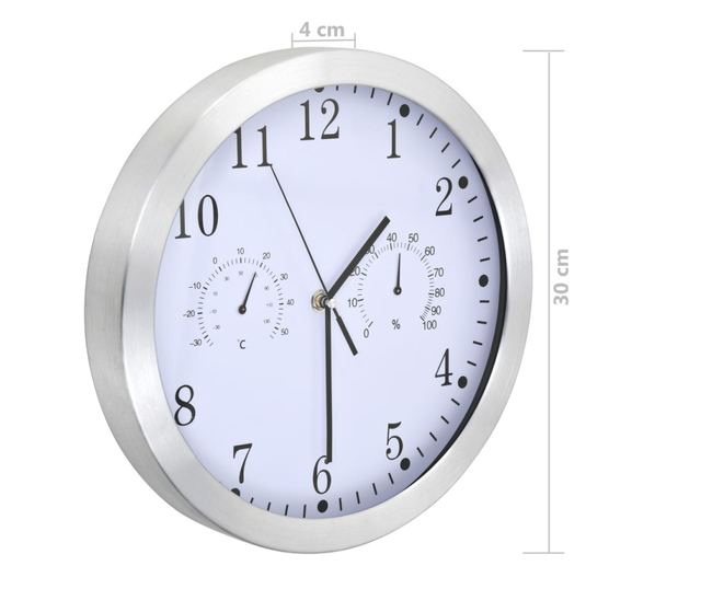Zidni sat s kvarcnim mehanizmom higrometrom i termometrom 30 cm