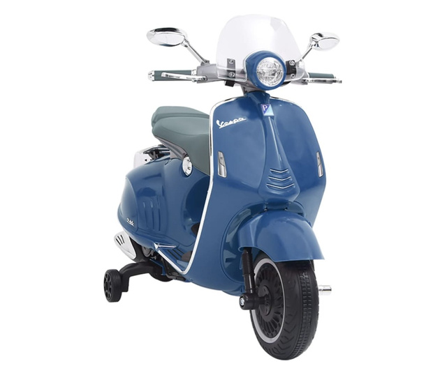 Zabawkowy motocykl elektryczny Vespa GTS300, niebieski