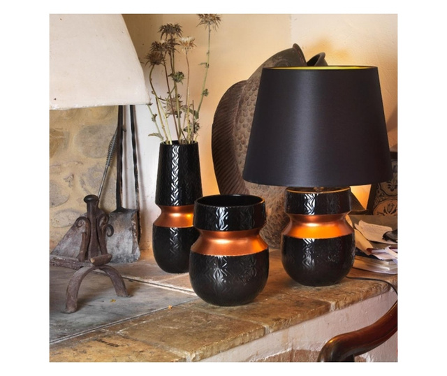 Luxury svetilka s klobukom h65cm črno-bakrena Weissestail / keramika