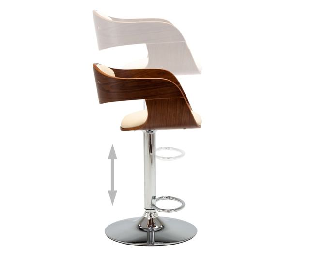 Barski stoli, 2 kosa, kremni, upognjen les in umetno usnje