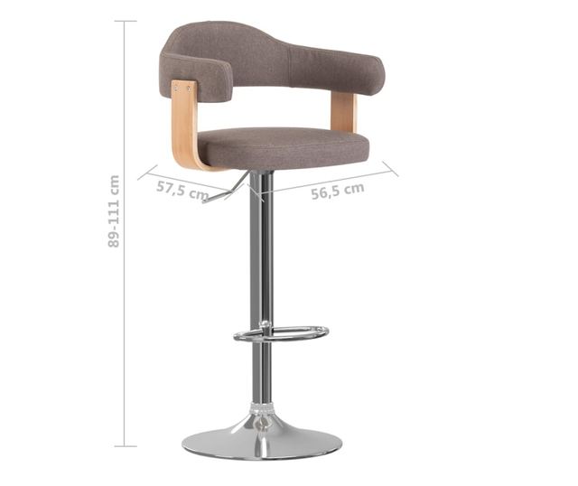 Barski stolčki 2 kosa taupe ukrivljen les in blago