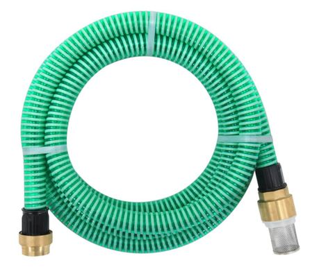 Furtun de aspirație, cu racorduri de alamă, verde, 3 m, 25 mm