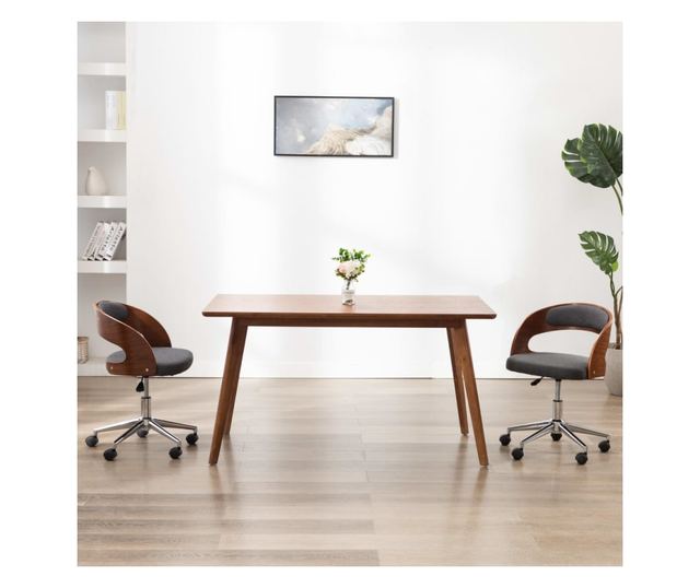 Jedilni stoli, 2 kosa, sivi, upognjen les in tkanina