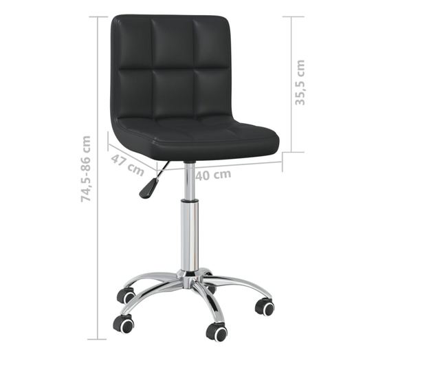 Okretni kuhinjski stolac, crn, ekološka koža