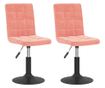 Vrtljivi jedilni stoli, 2 kosa, roza, žamet