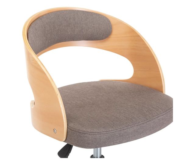 Vrtljiv jedilni stol siv taupe ukrivljen les/tkanina