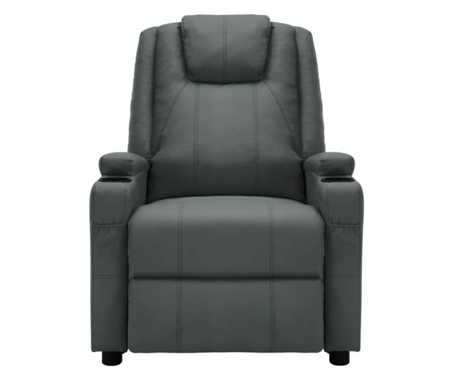 Električna podesiva masažna fotelja, antracit, eko koža