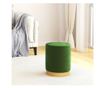Кръгъл хокер за съхранение, зелен, кадифе