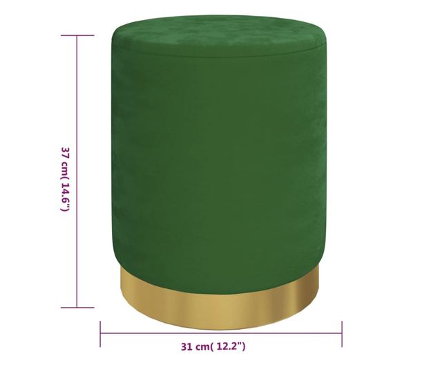 Кръгъл хокер за съхранение, зелен, кадифе