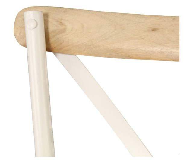 Križne stolice, 2 kom., bijele, masivno drvo manga