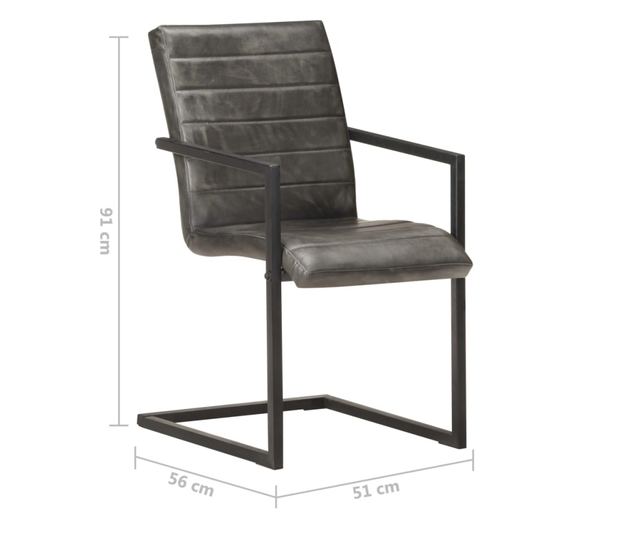 Konzolne kuhinjske stolice, 6 kom., siva, prirodna koža