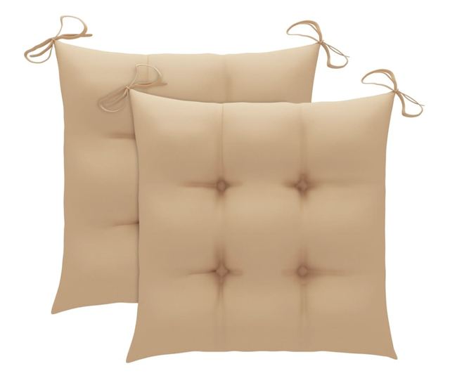 Градински столове с възглавници, 2 бр., Масивно дърво тиково дърво