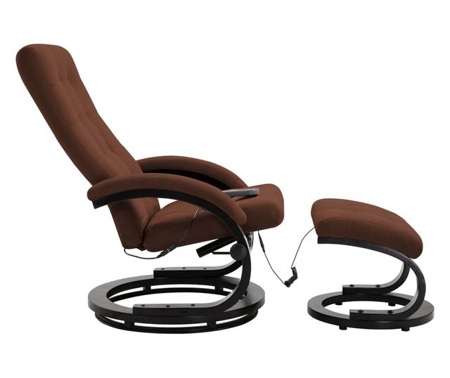 Naslonjač za masažu s tabureom, smeđi, eko antilop