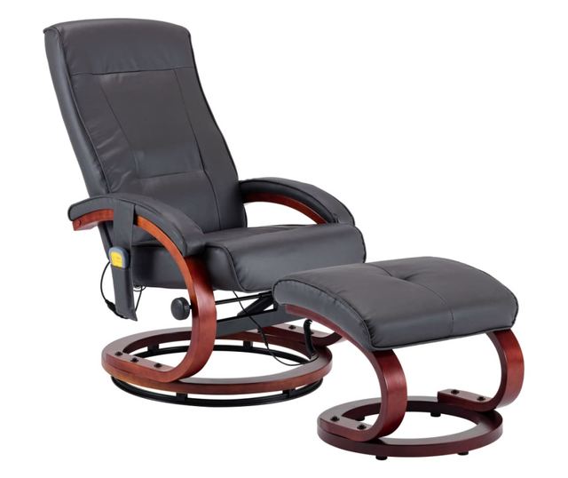 Naslonjač za masažu s tabureom, sivi, umjetna koža