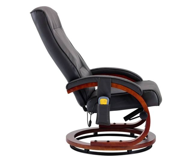 Naslonjač za masažu s tabureom, sivi, umjetna koža