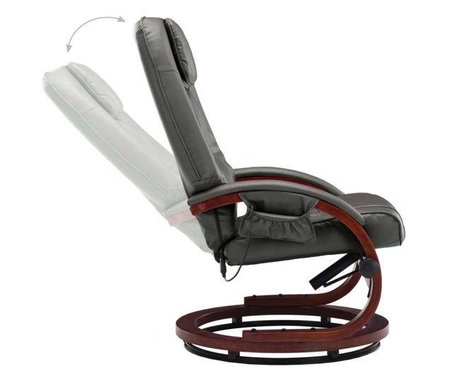 Naslonjač za masažu s tabureom, sivi, umjetna koža