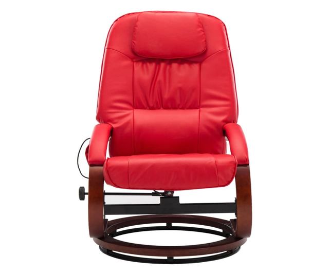 Naslonjač za masažu s tabureom, crveni, umjetna koža