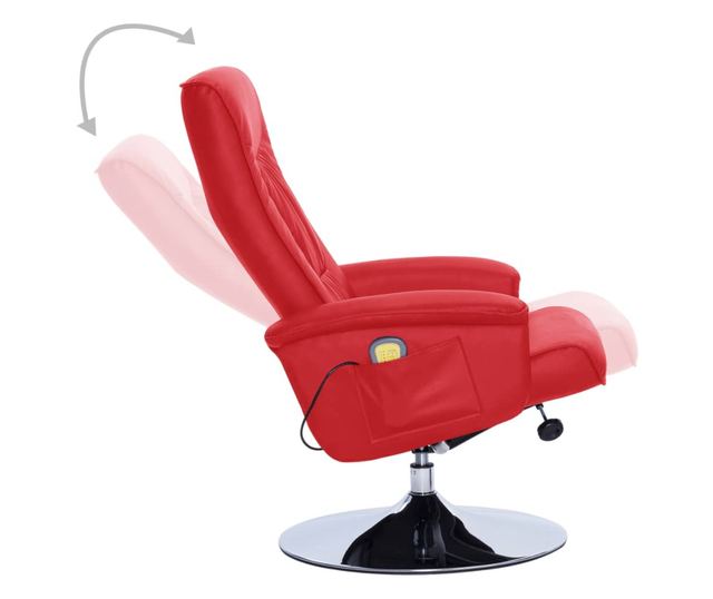 Naslonjač za masažu s tabureom, crveni, umjetna koža