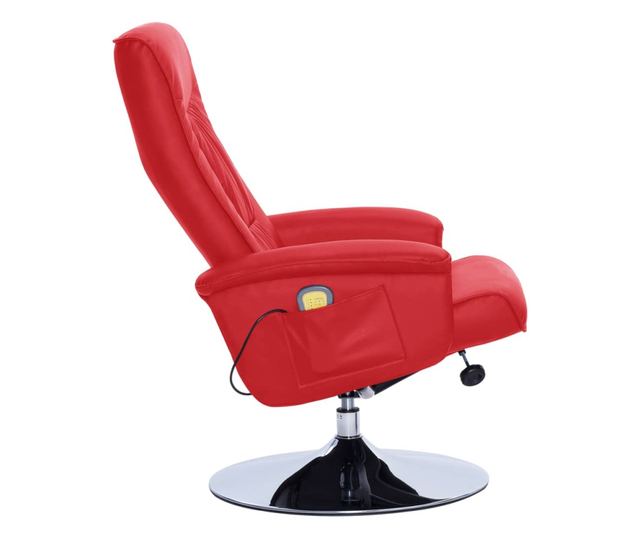 Naslonjač za masažu s tabureom, crveni, umjetna koža