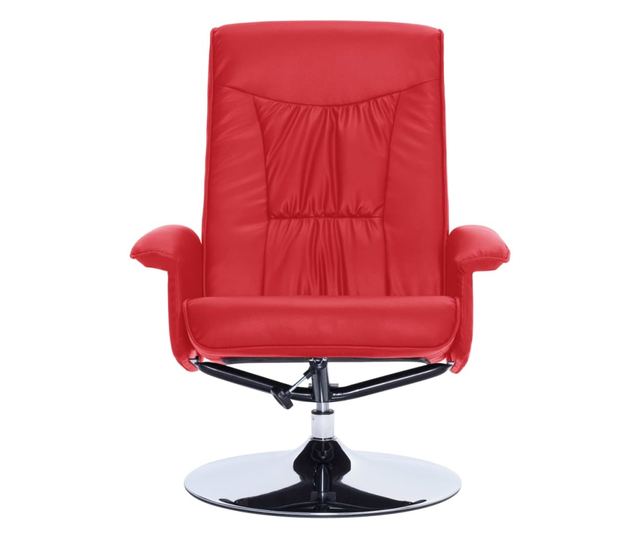 Naslonjač za masažu s tabureom, crveni, umjetna koža