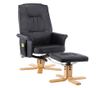Masažna fotelja s taburetom, crna, umjetna koža