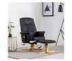 Masažna fotelja s taburetom, crna, umjetna koža