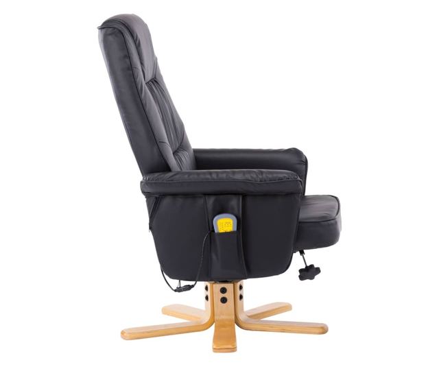 Masažna fotelja s taburetom, crna, umjetna koža