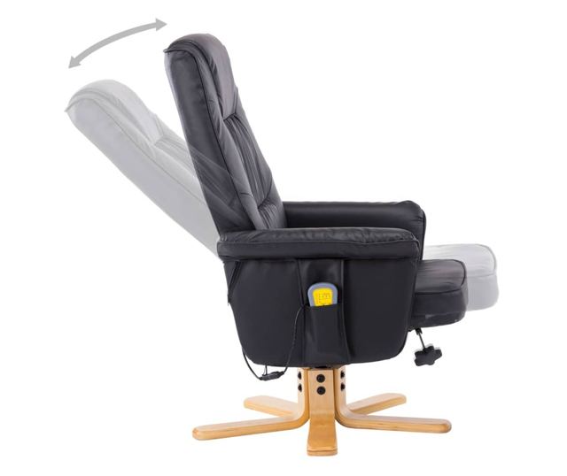 Masažna fotelja s taburetom, crna, umjetna koža
