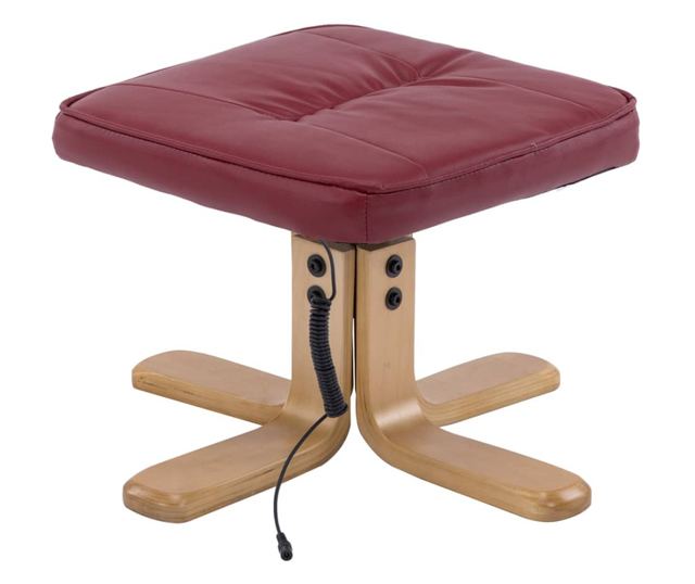 Naslonjač za masažu s tabureom, vinsko crvena, umjetna koža