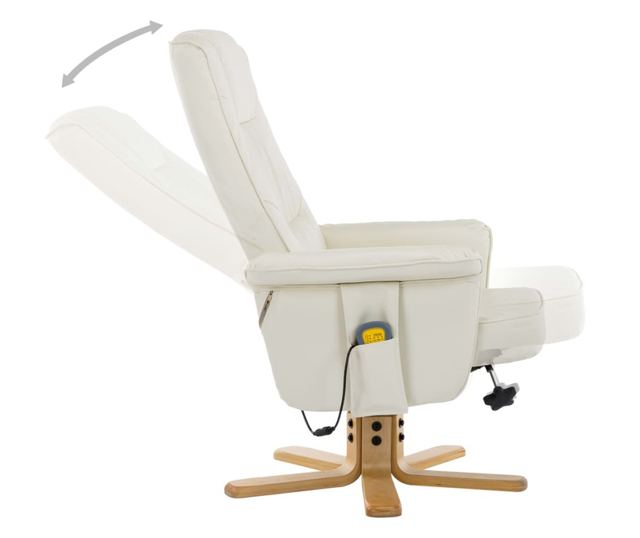 Naslonjač za masažu s tabureom, krem, umjetna koža